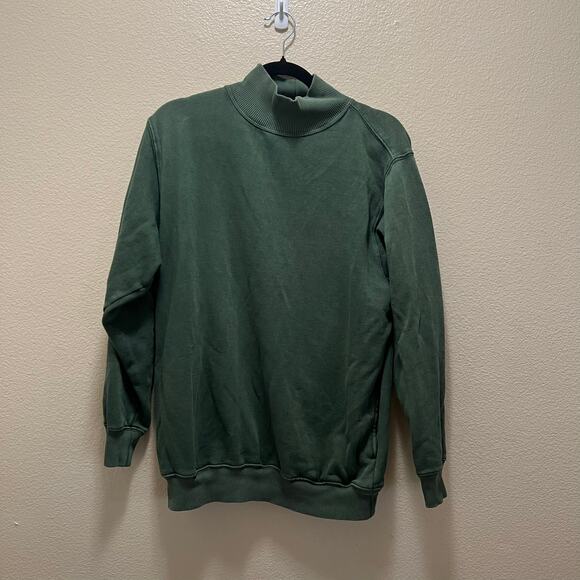 Aerie Sweater Green Cotton Mock Neck Long Sleeve Pullover Sz XS - Picture 2 of 10